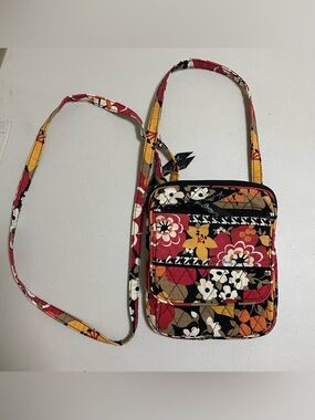 Vera Bradley Floral Quilted Crossbody in Red, Yellow, Brown, Cream & Black